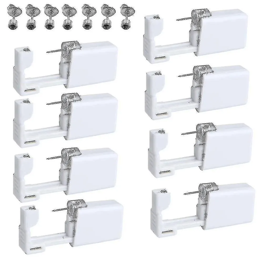 8 Pack Disposable Ear Piercing Gun With Ear Studs Asepsis No Pain Safety Self Ear Piercing Gun Kit Tool