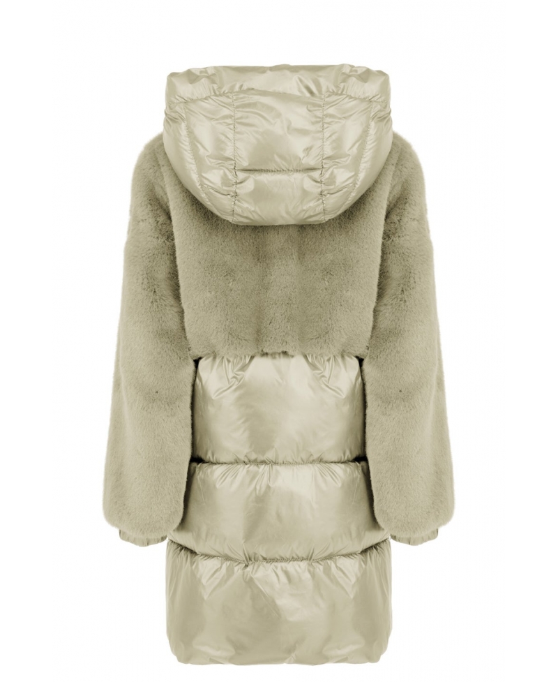 Abrigo BOMBOOGIE Beige Combinado Pelo Pluma