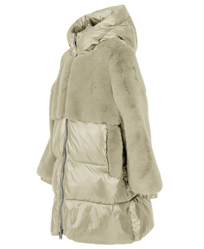 Abrigo BOMBOOGIE Beige Combinado Pelo Pluma