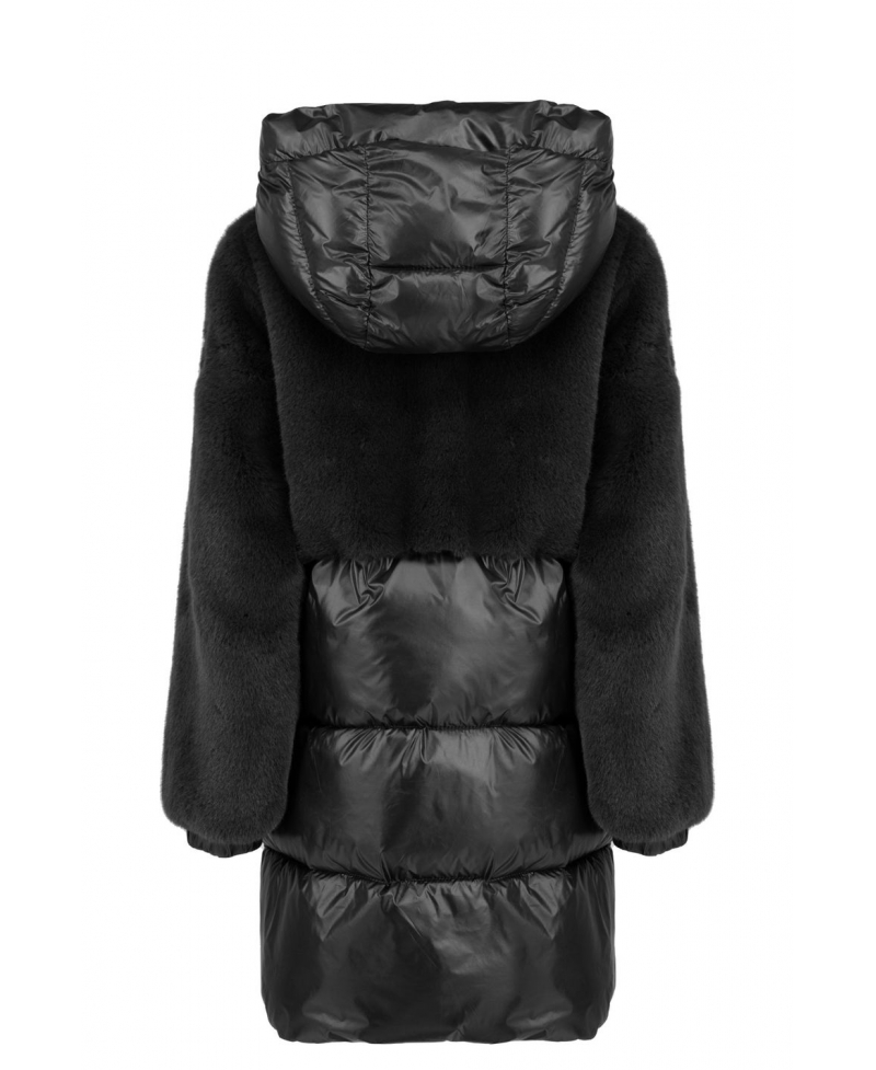 Abrigo BOMBOOGIE Negro Combinado Pelo Pluma