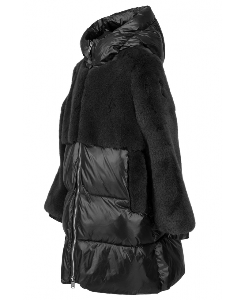 Abrigo BOMBOOGIE Negro Combinado Pelo Pluma