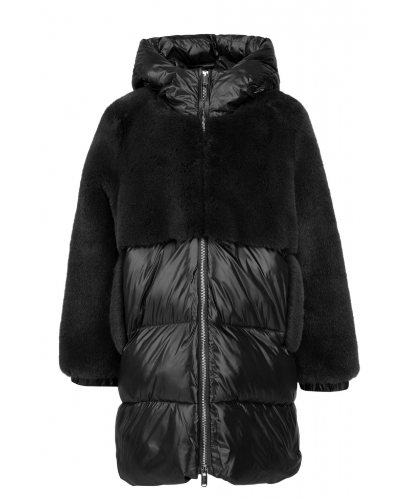 Abrigo BOMBOOGIE Negro Combinado Pelo Pluma