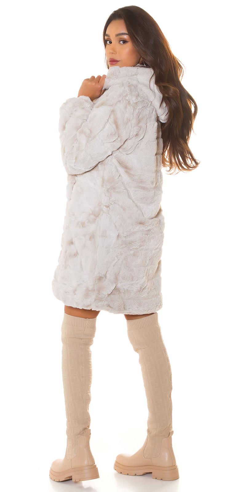 Abrigo de moda piel sintética Beige