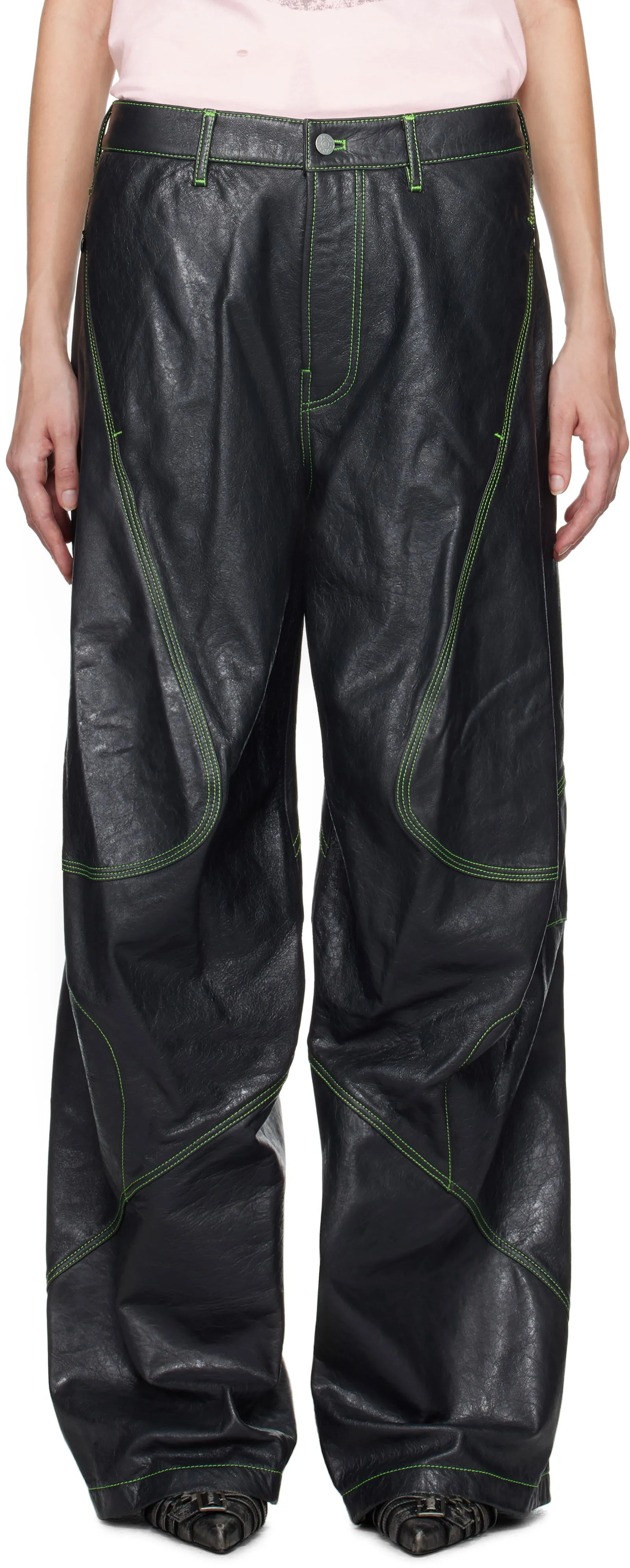Acne Studios Embroidered Leather Pants