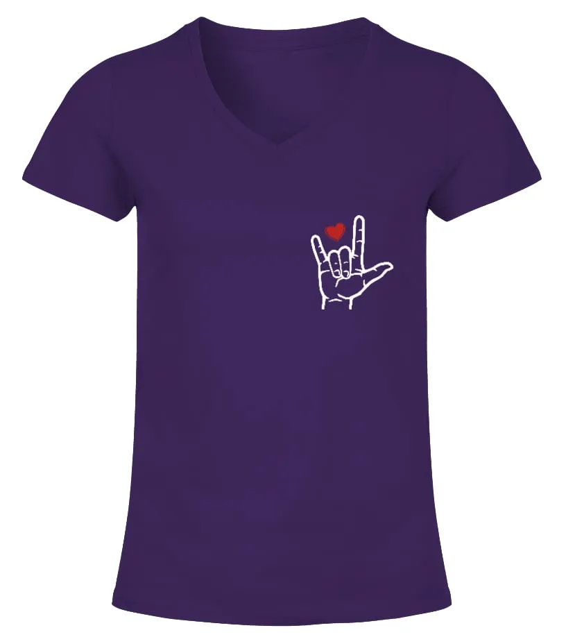 AMERICAN SIGN LANGUAGE SHIRT Camiseta cuello pico Mujer