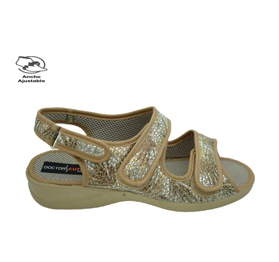 ANATÓMICA DOCTOR CUTILLAS 21794 3 VELCROS SANDALIA PLAYERA CALLE DE MUJER BEIG 26812