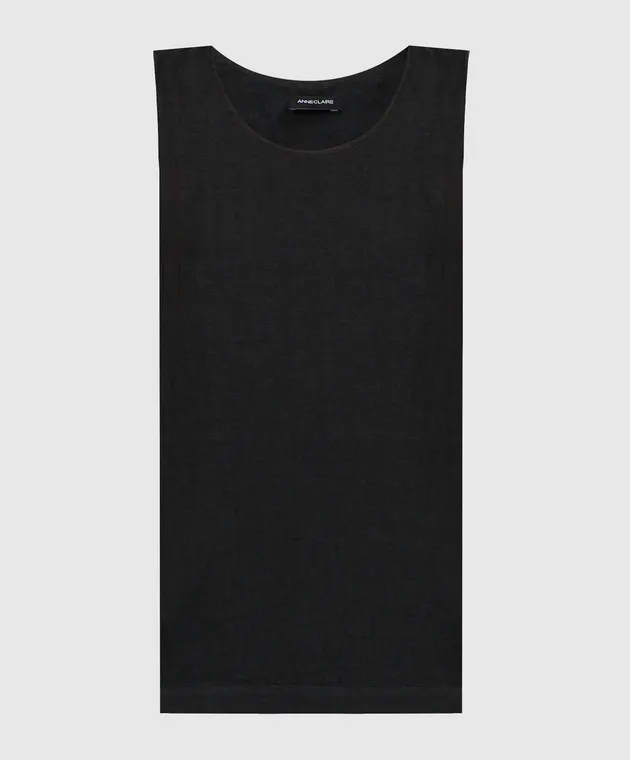 ANNECLAIRE Black linen top