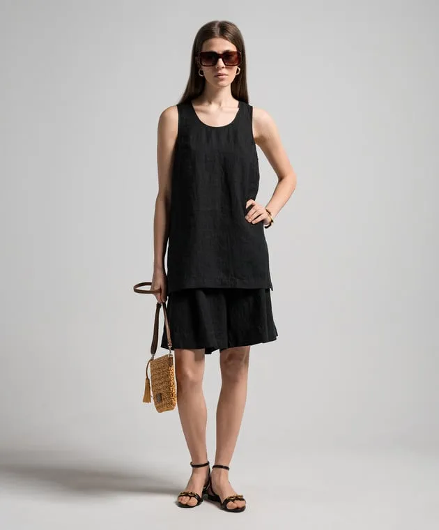 ANNECLAIRE Black linen top