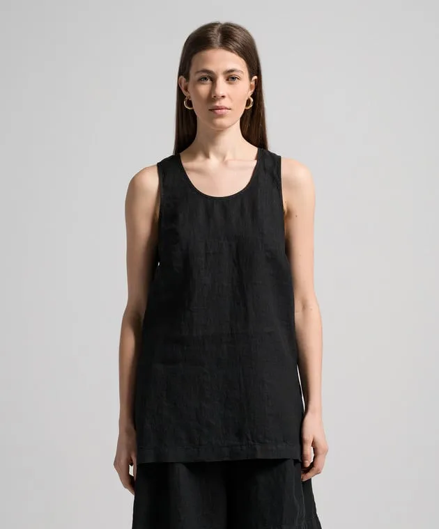 ANNECLAIRE Black linen top
