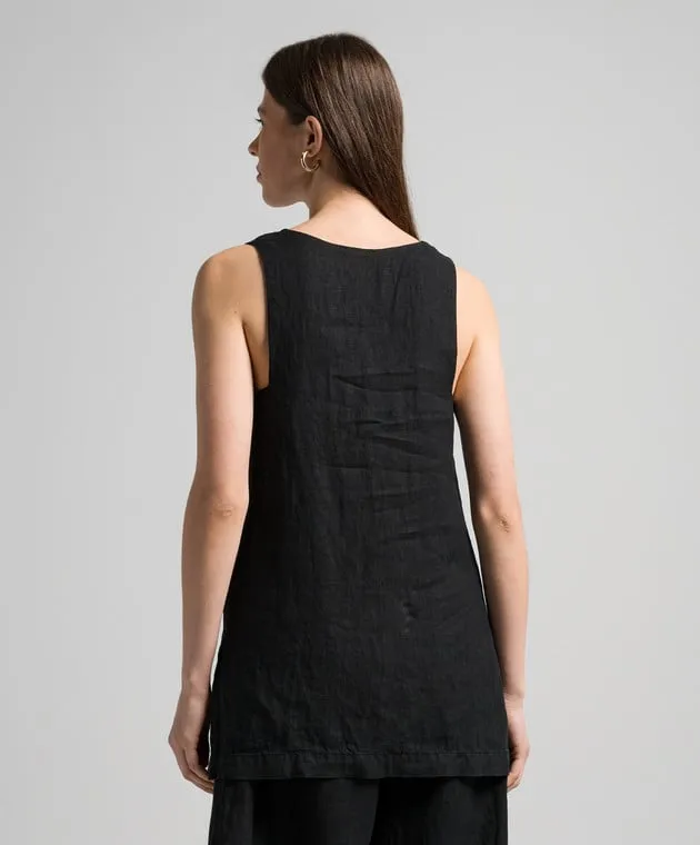 ANNECLAIRE Black linen top