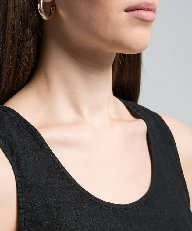 ANNECLAIRE Black linen top