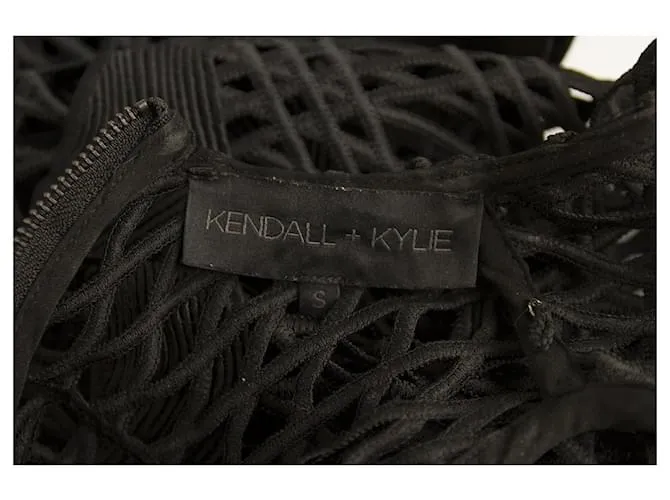 Autre Marque Kendall + Kylie Vestido Negro Perforado De Manga Corta Mini Sz S 