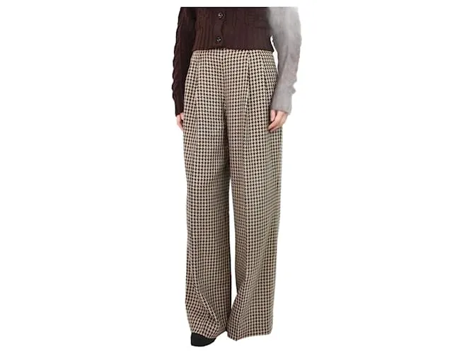 AUTRE MARQUE PANTALóN ANCHO PATA DE GALLO MARRóN  TALLA UK 14 CASTAñO 