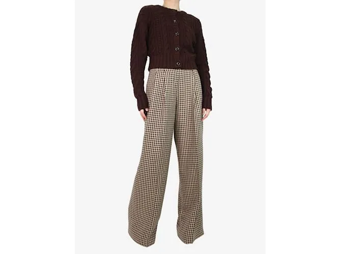 AUTRE MARQUE PANTALóN ANCHO PATA DE GALLO MARRóN  TALLA UK 14 CASTAñO 