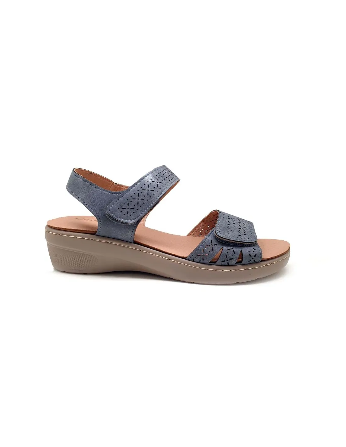 BALLERI SANDALIA MUJER CON CUÑA Y VELCROS CÓMODA Y VERANIEGA BL2487AZ
