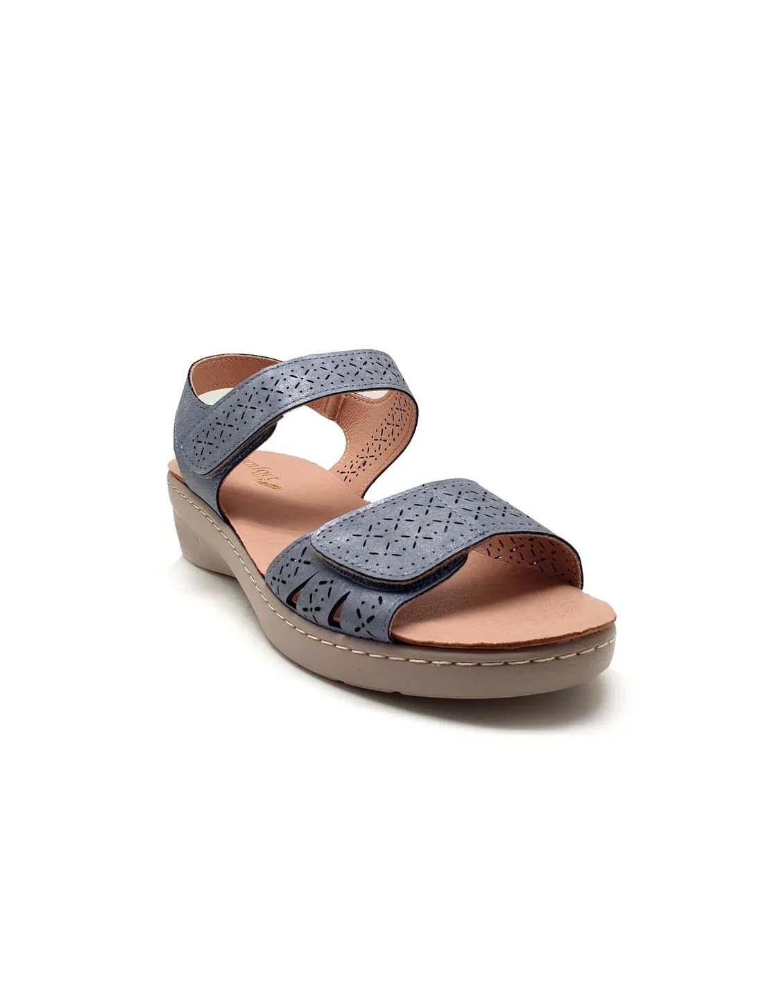 BALLERI SANDALIA MUJER CON CUÑA Y VELCROS CÓMODA Y VERANIEGA BL2487AZ