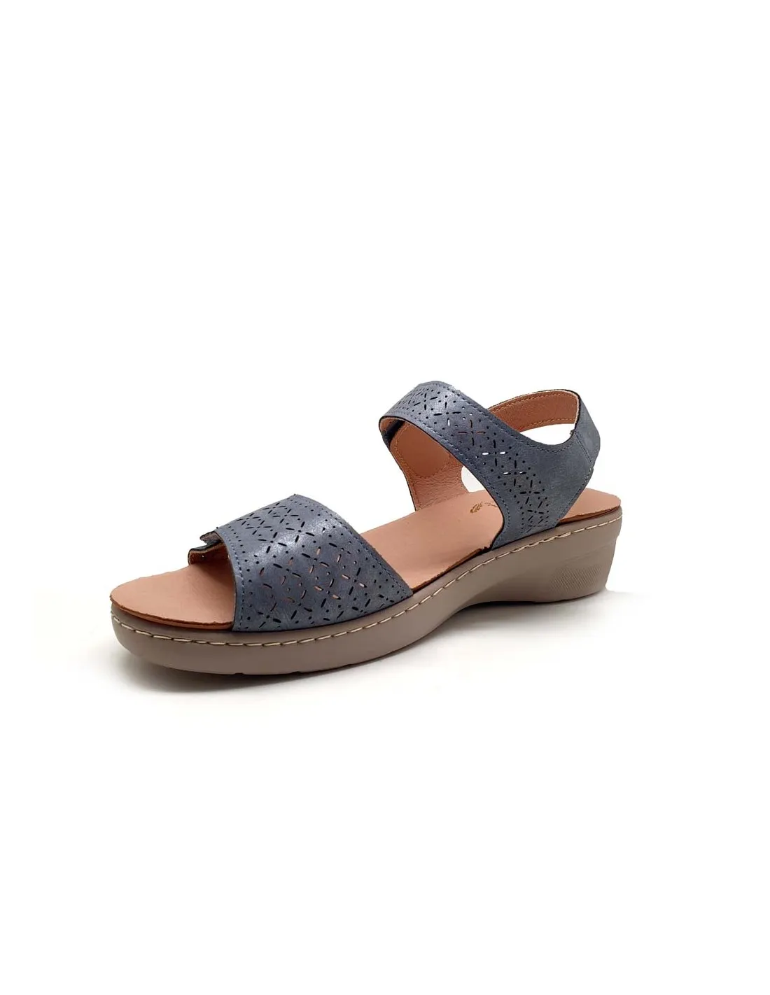 BALLERI SANDALIA MUJER CON CUÑA Y VELCROS CÓMODA Y VERANIEGA BL2487AZ