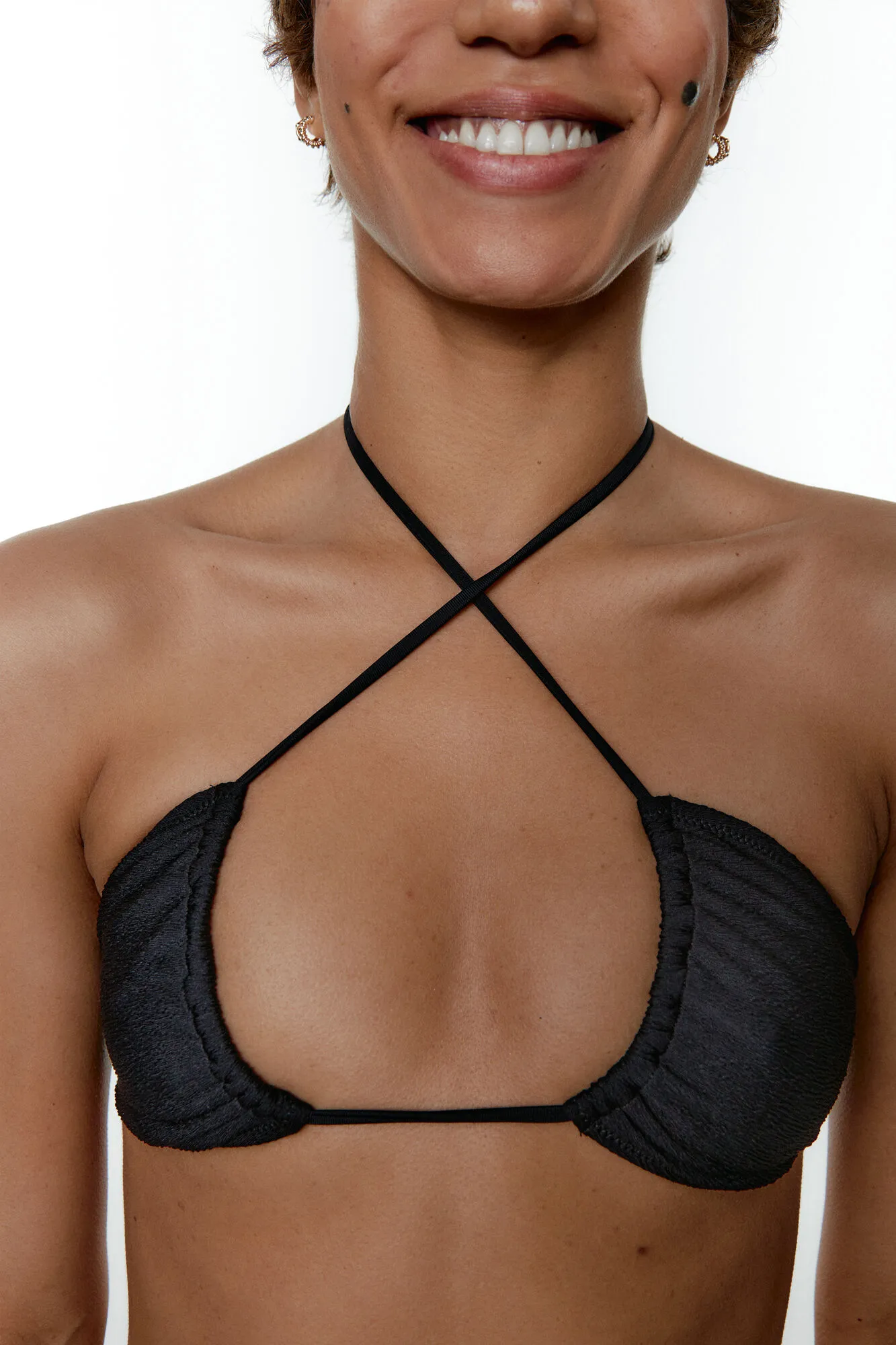 Black Limba Top bikini multiposición de jacquard Bessie Black