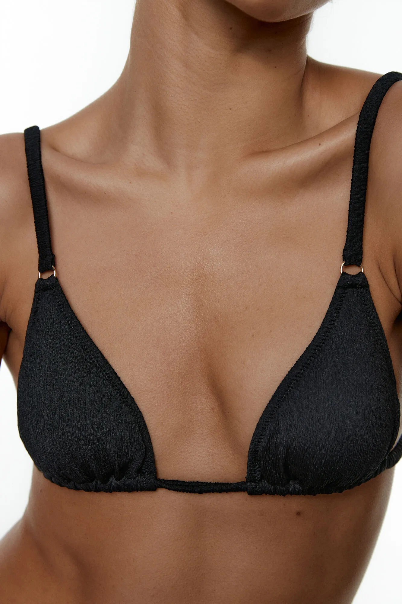 Black Limba Top bikini triangular de tejido jacquard Lottie Black