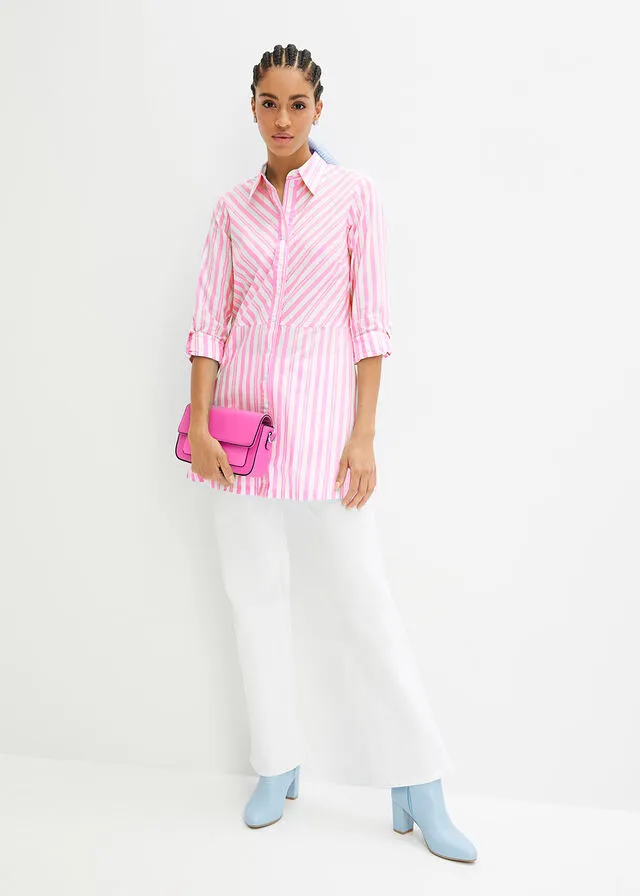 BLUSA LARGA DE RAYAS BLANCOPINK LADY DE RAYAS
