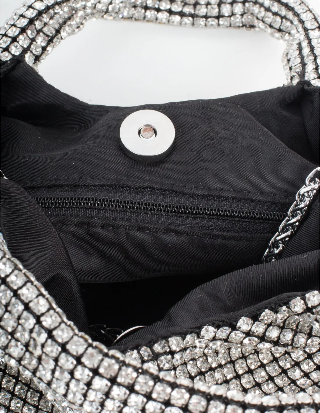 Bolso Fiesta Brillos Strass Plata