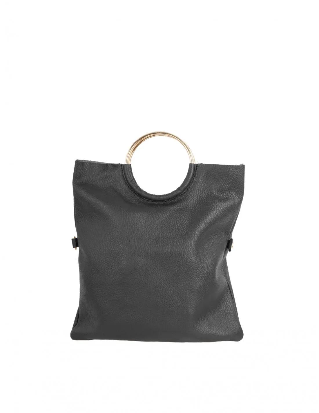 Bolso Piel Multiposición Asas Doradas Negro