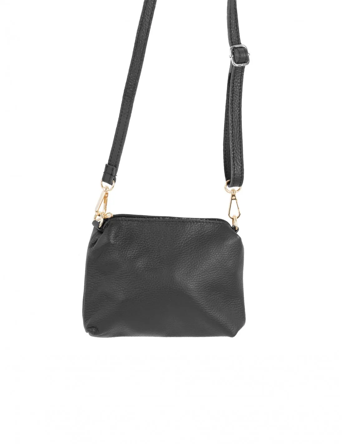 Bolso Piel Multiposición Asas Doradas Negro