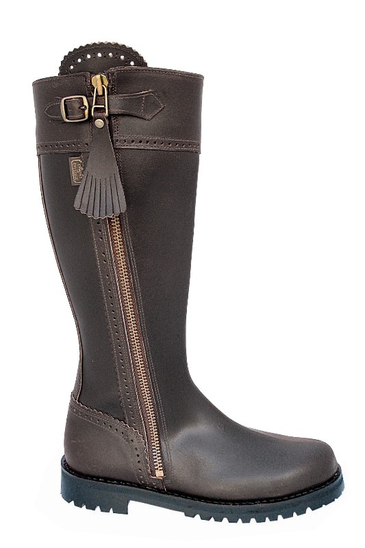 Bota de caza piel marron a medida
