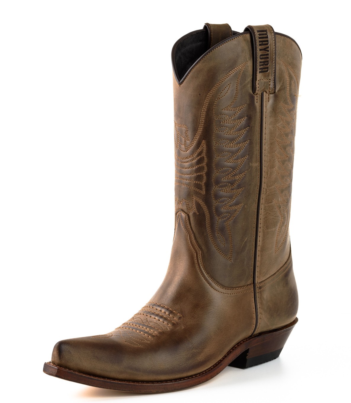 Botas cowboy de cuero vintage beige unisex
