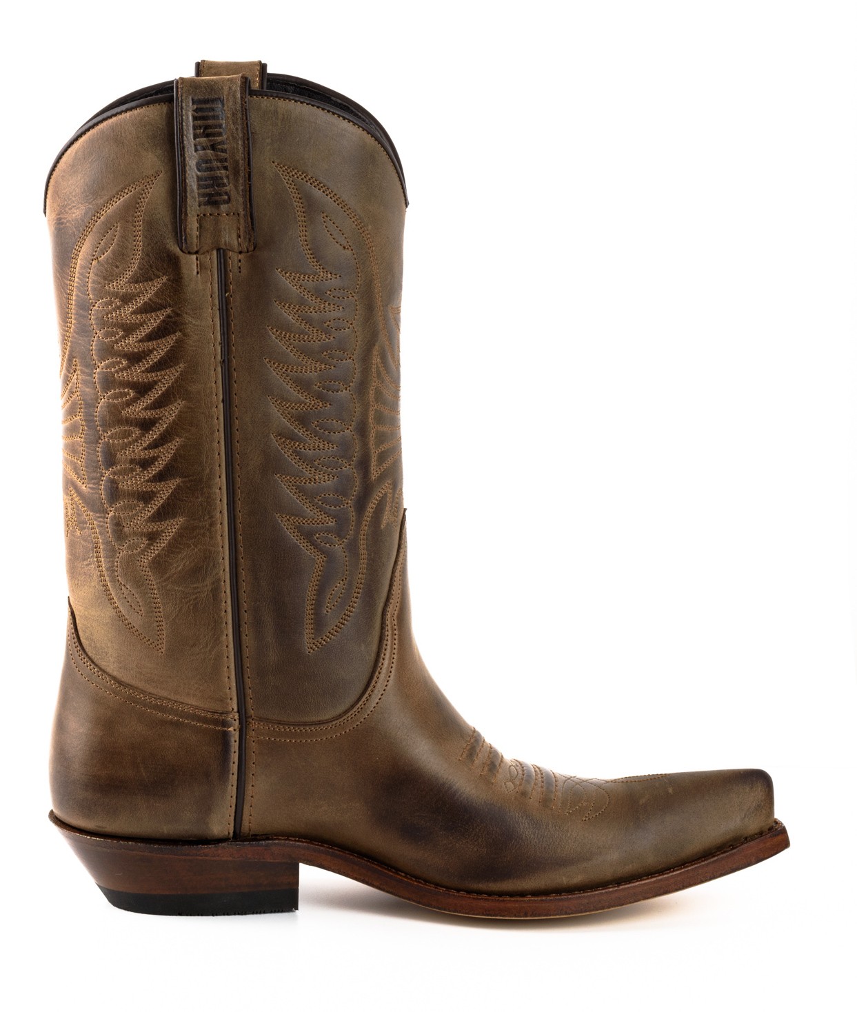 Botas cowboy de cuero vintage beige unisex
