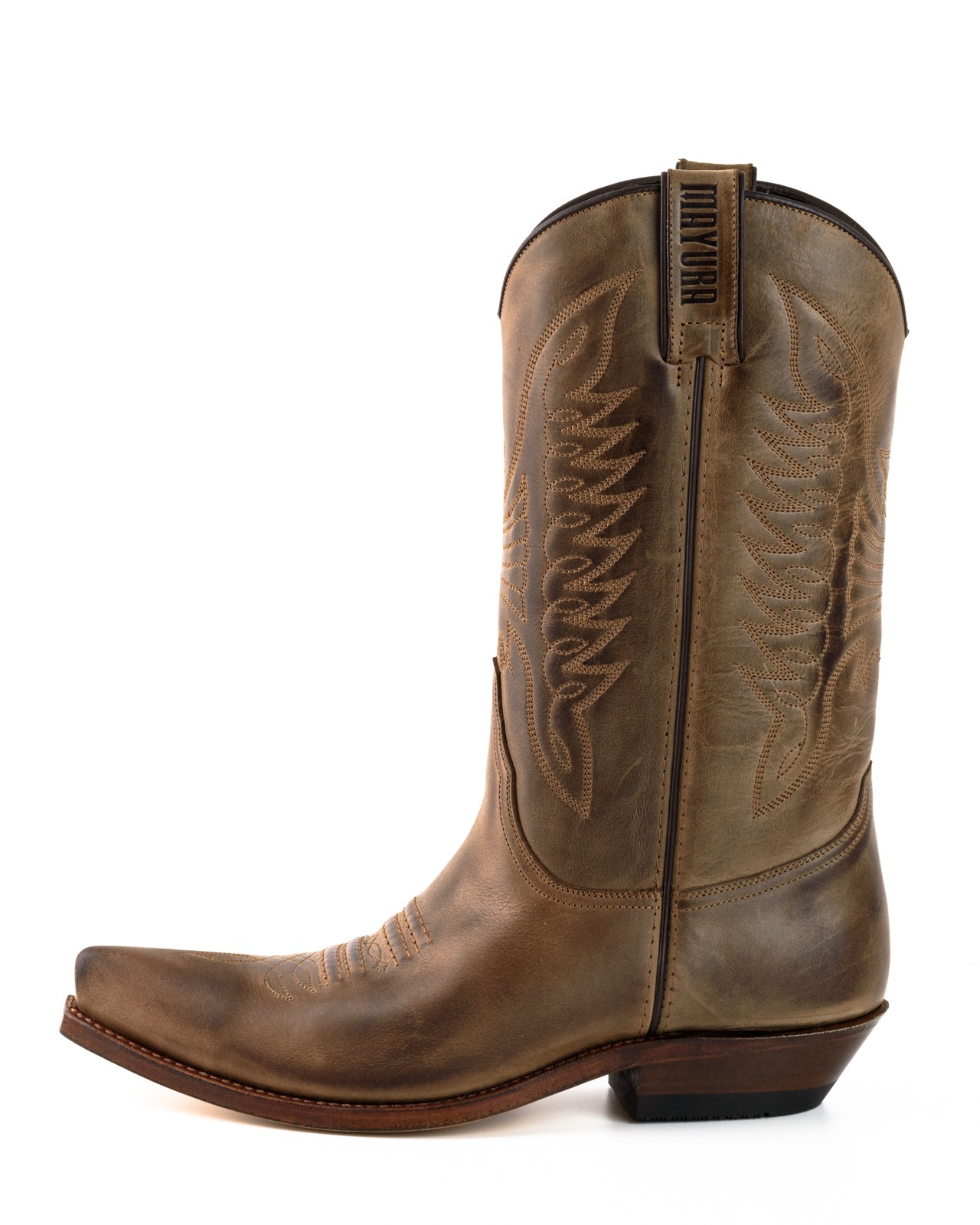 Botas cowboy de cuero vintage beige unisex
