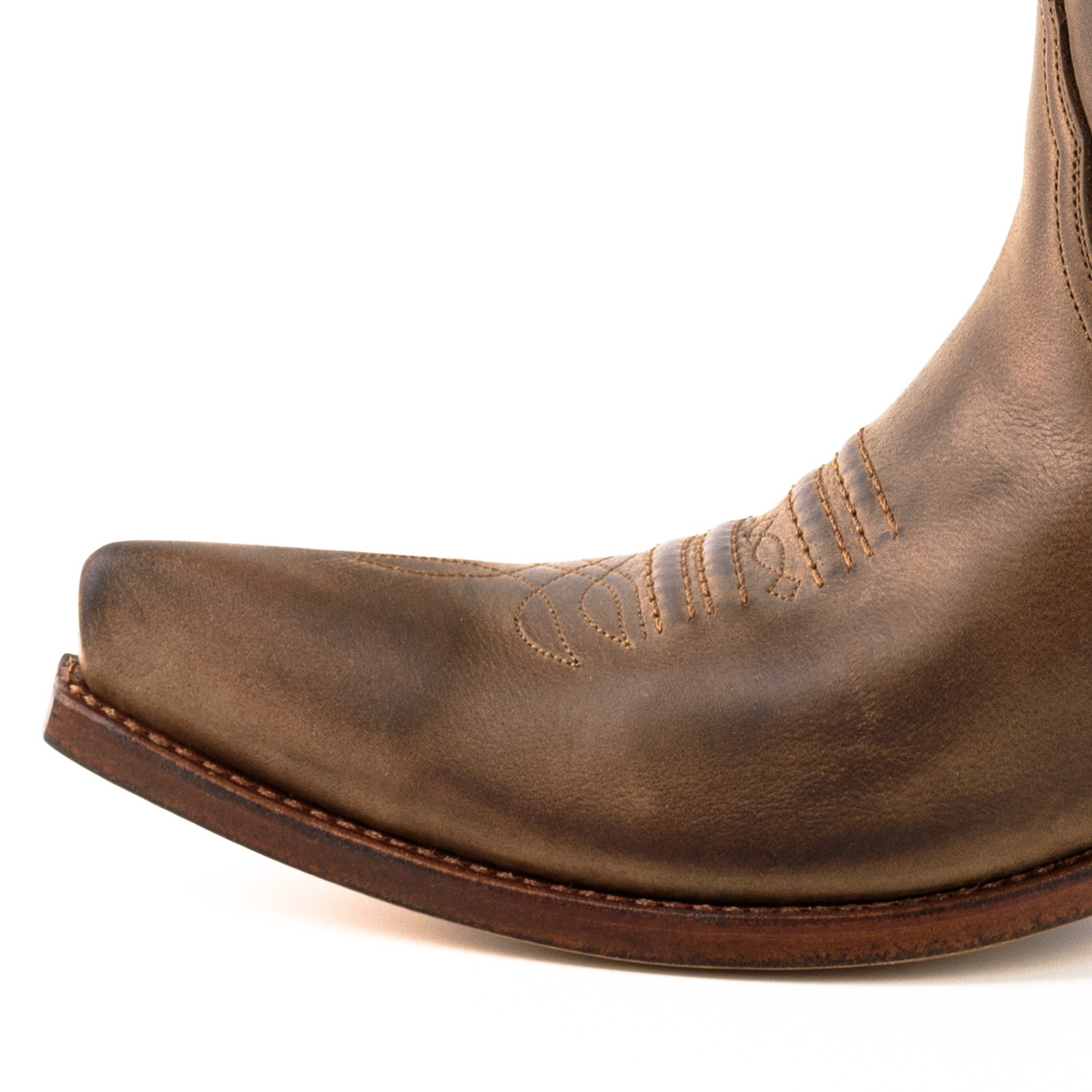 Botas cowboy de cuero vintage beige unisex
