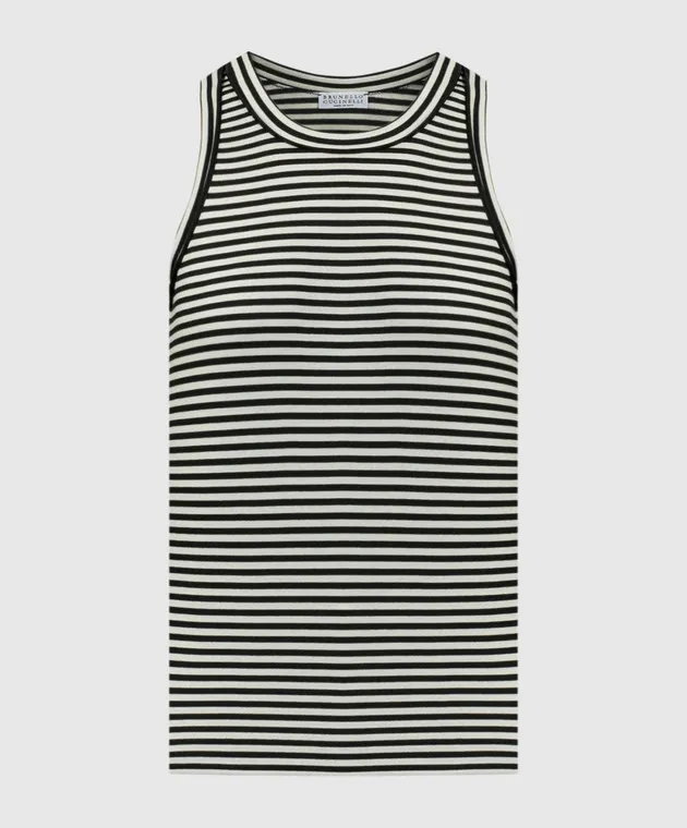 Brunello Cucinelli Striped top with monil chain