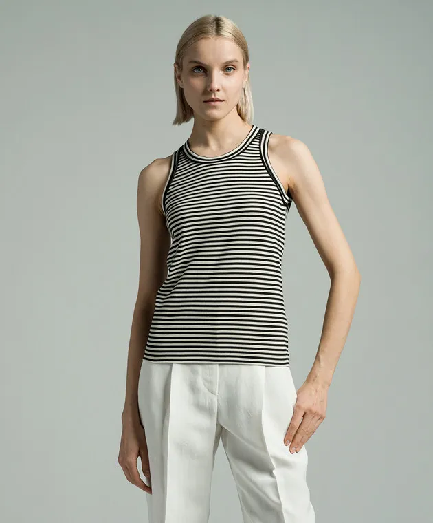 Brunello Cucinelli Striped top with monil chain