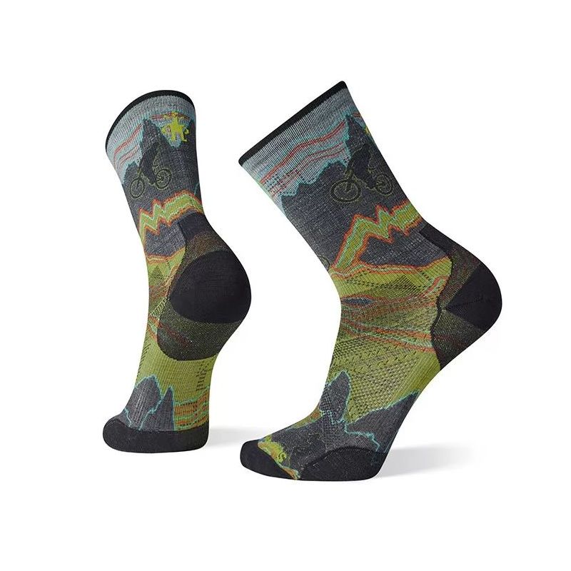 Calcetines Smartwool Cyclezcdvd Print Crew (Grafito) hombres