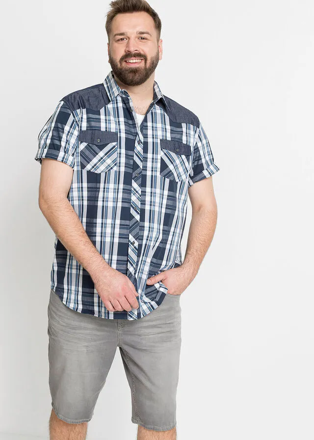 Camisa de manga corta Azul de cuadros