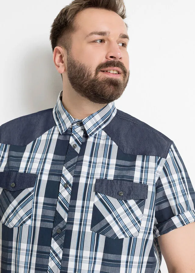 Camisa de manga corta Azul de cuadros