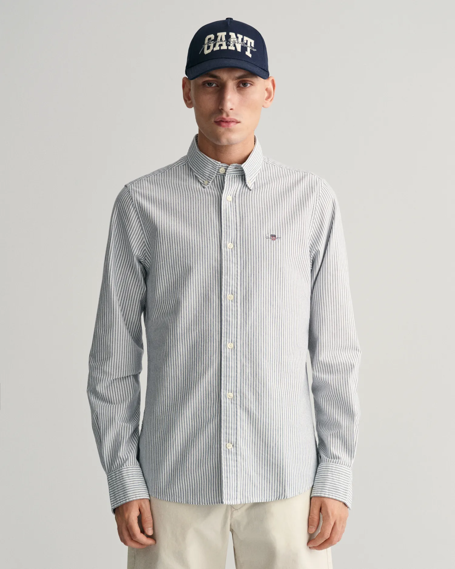 Camisa Oxford Slim Fit de rayas finas