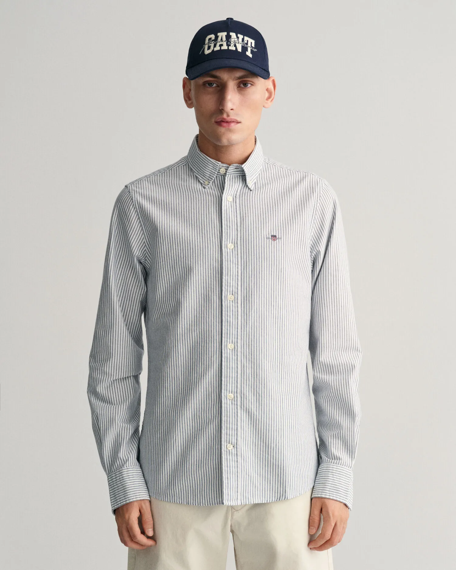 Camisa Oxford Slim Fit de rayas finas