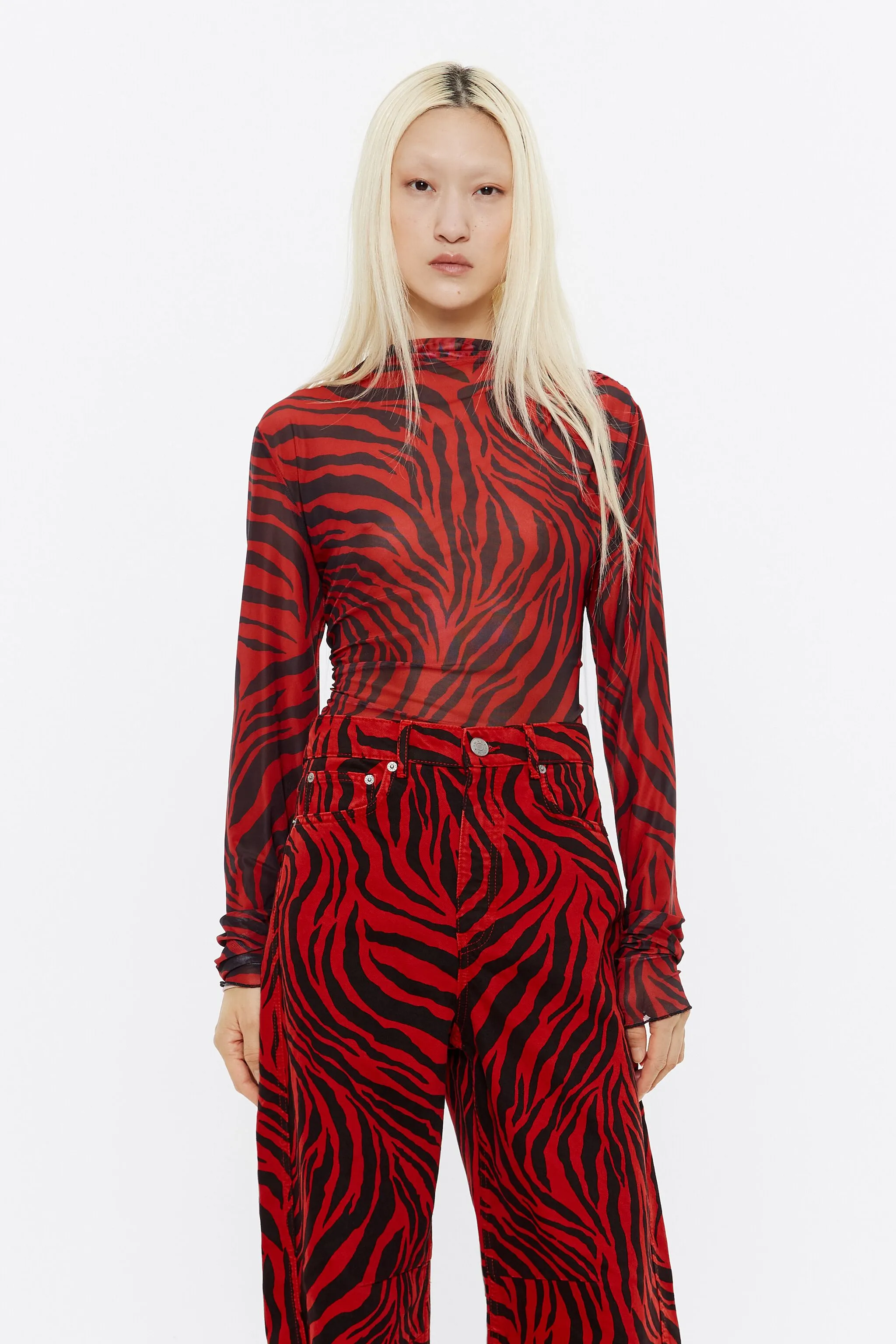 Camiseta ajustada tul Zebra roja