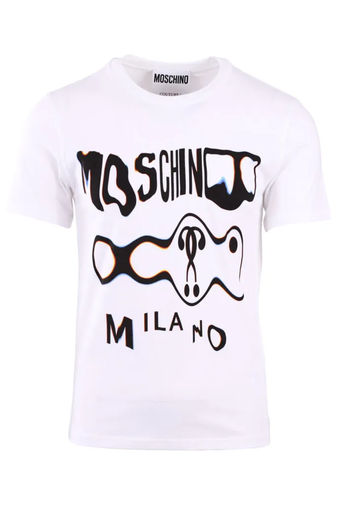 Camiseta blanca doble pregunta glitch