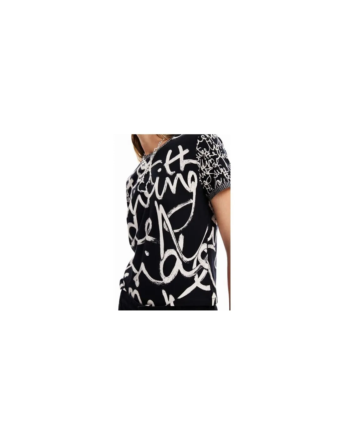Camiseta con mensajes en contraste Retro de Desigual