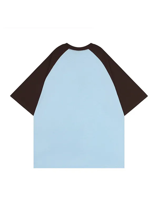 Camiseta de manga corta extragrande estampada con manga raglán