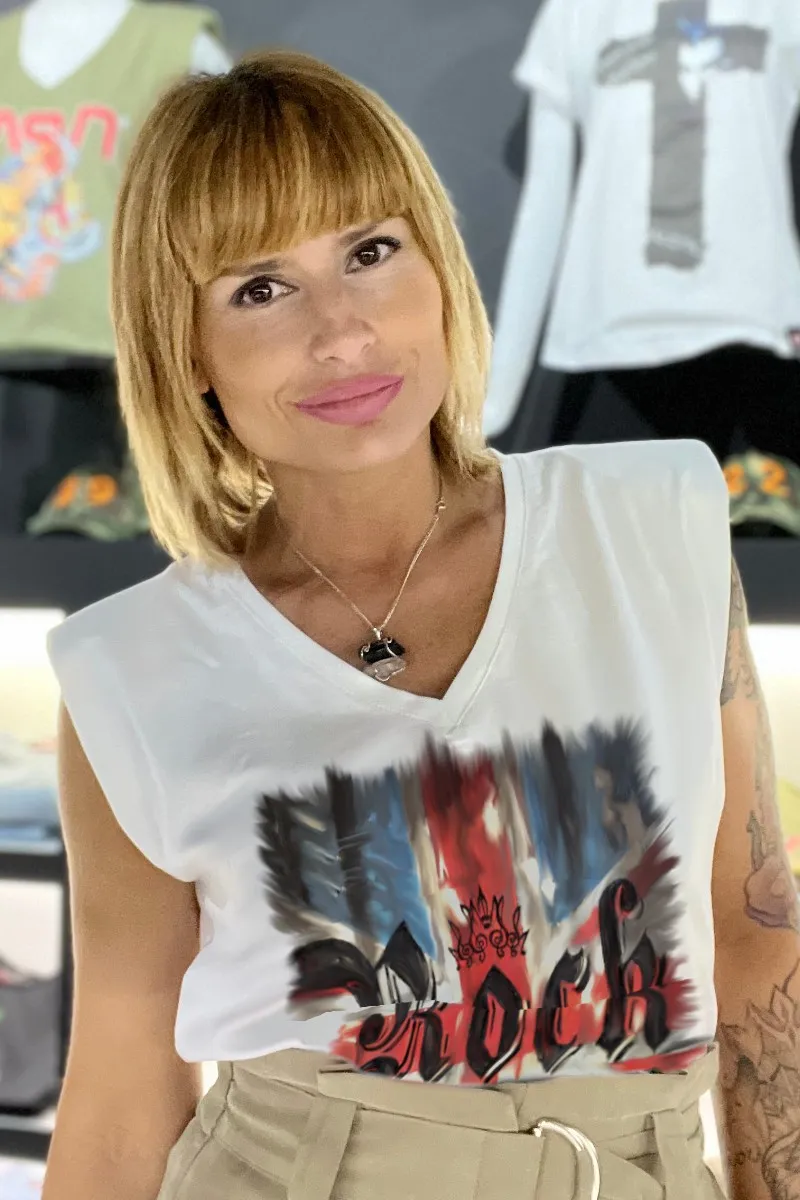 Camiseta de mujer ROCK blanca