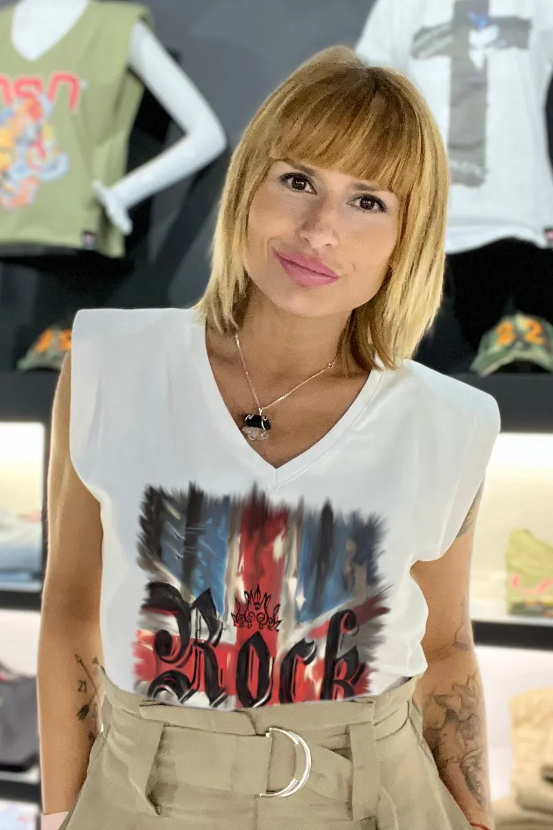 Camiseta de mujer ROCK blanca