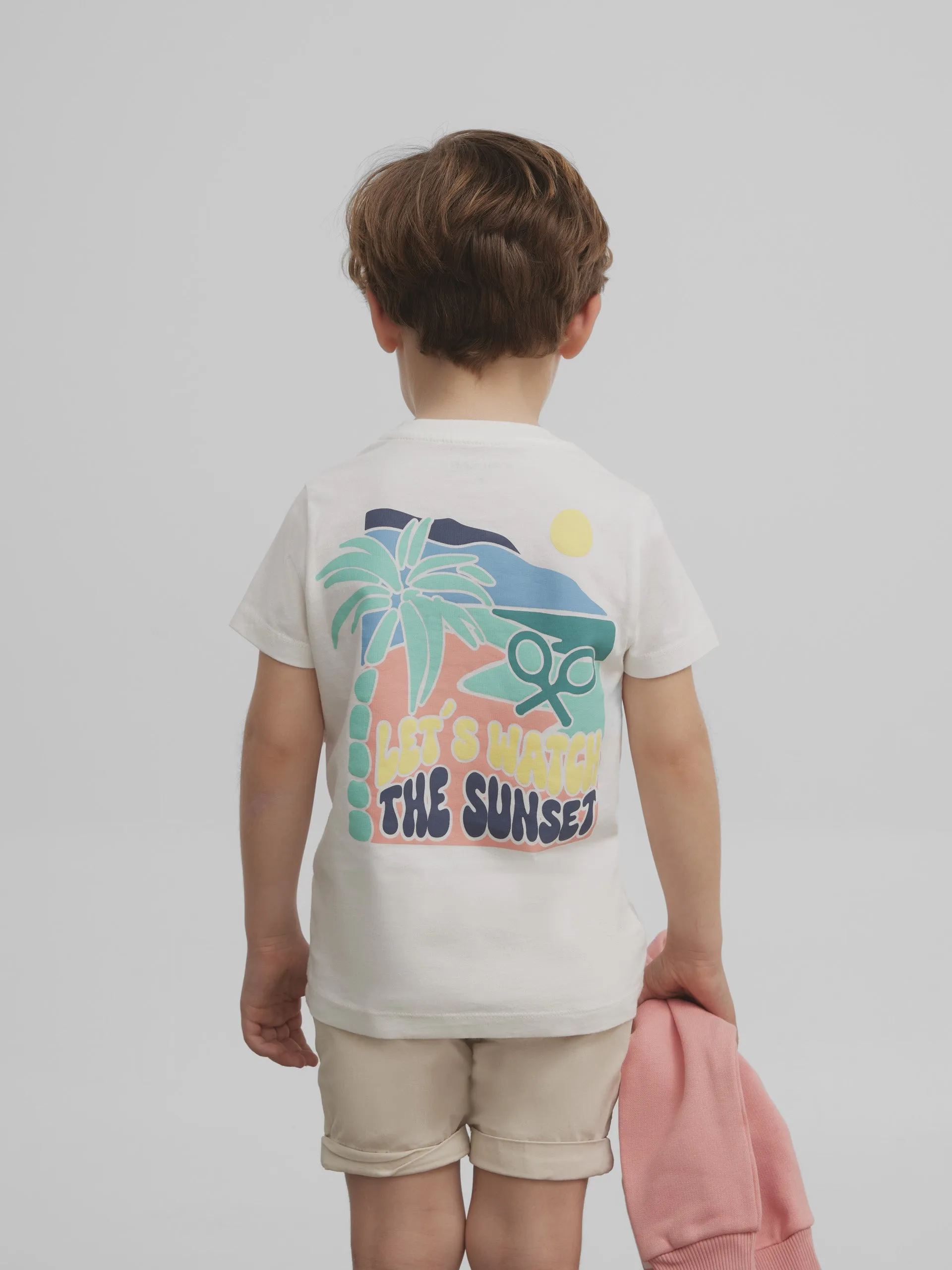 Camiseta kids let,s watch the sunset blanca
