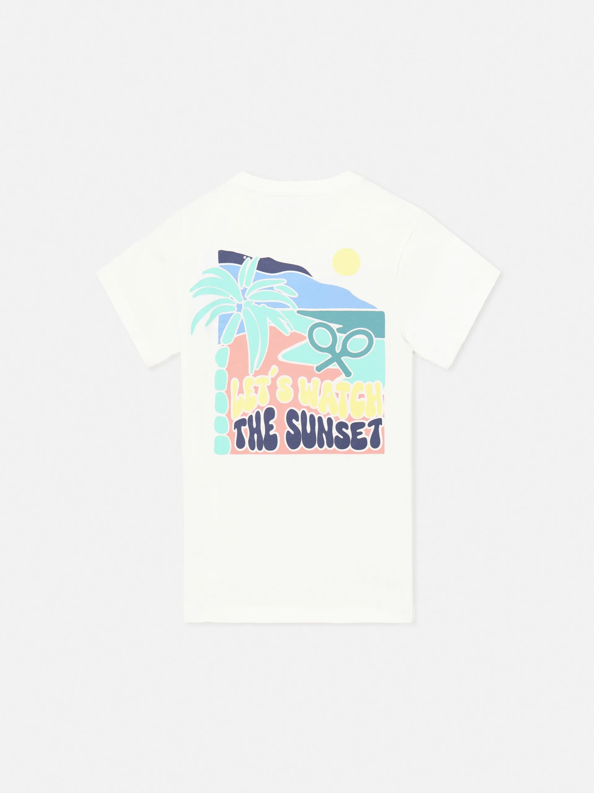 Camiseta kids let,s watch the sunset blanca