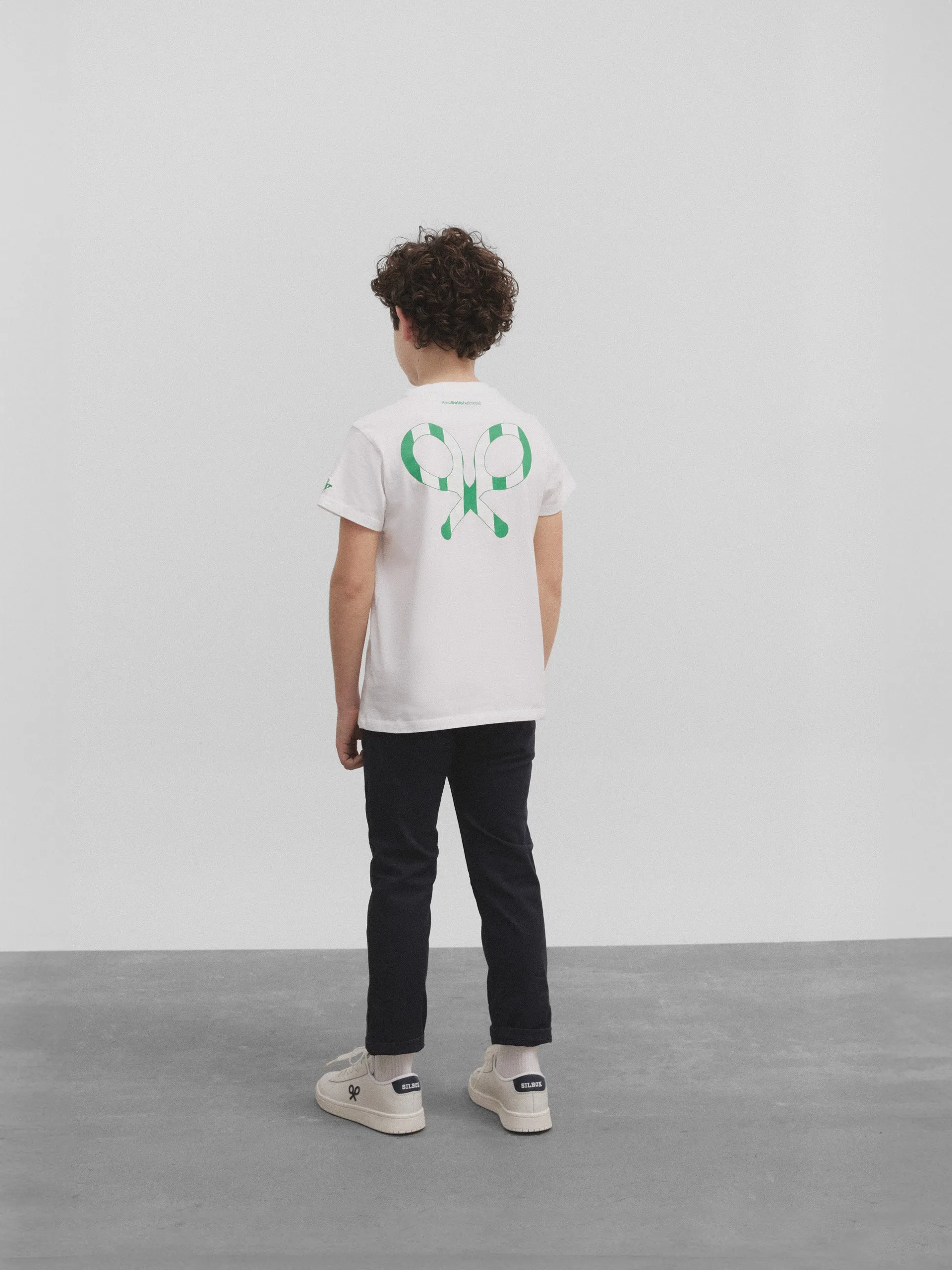 Camiseta kids raqueta trasera silbon betis blanca
