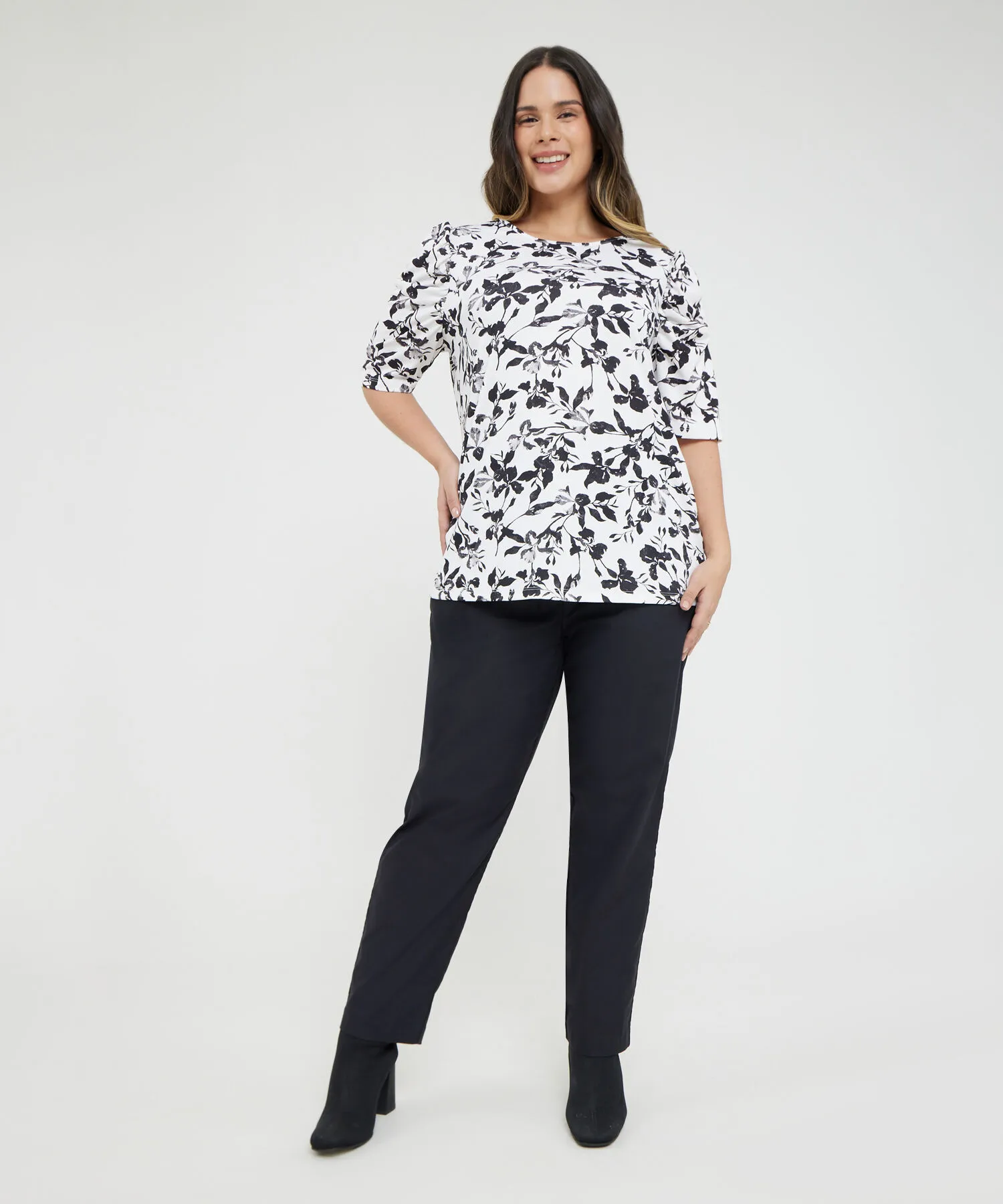 CAMISETA MANGA &FRAC34; CON ESTAMPADO