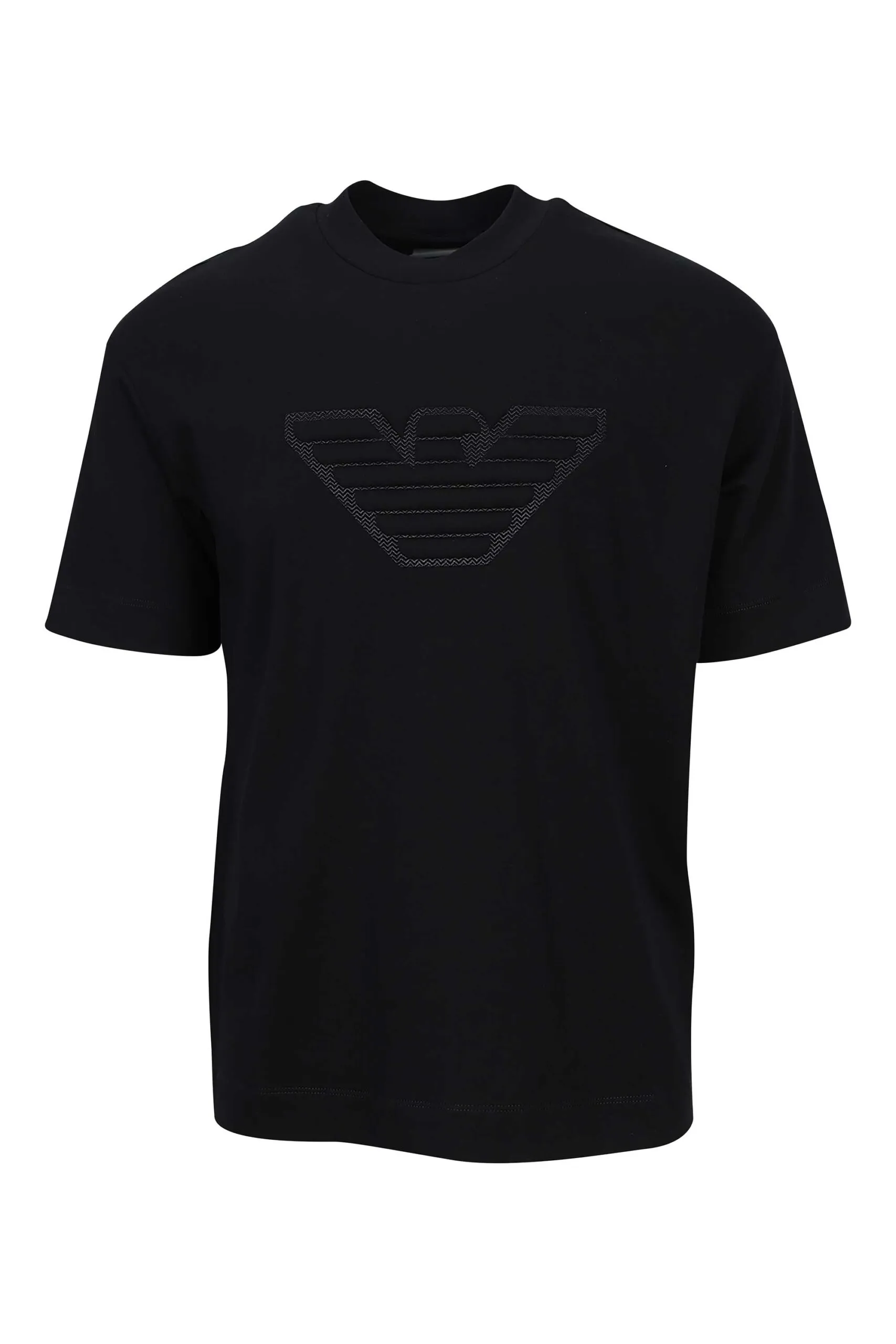 Camiseta negra con maxilogo águila monocromática